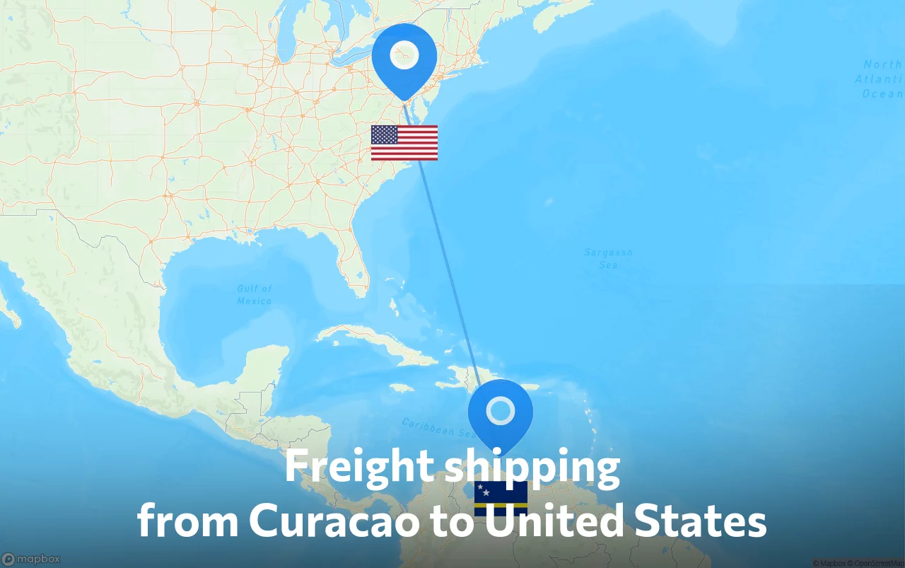Shipping route from Curacao to United States