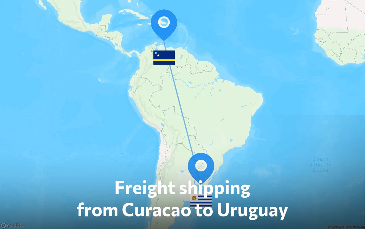 Shipping route from Curacao to Uruguay