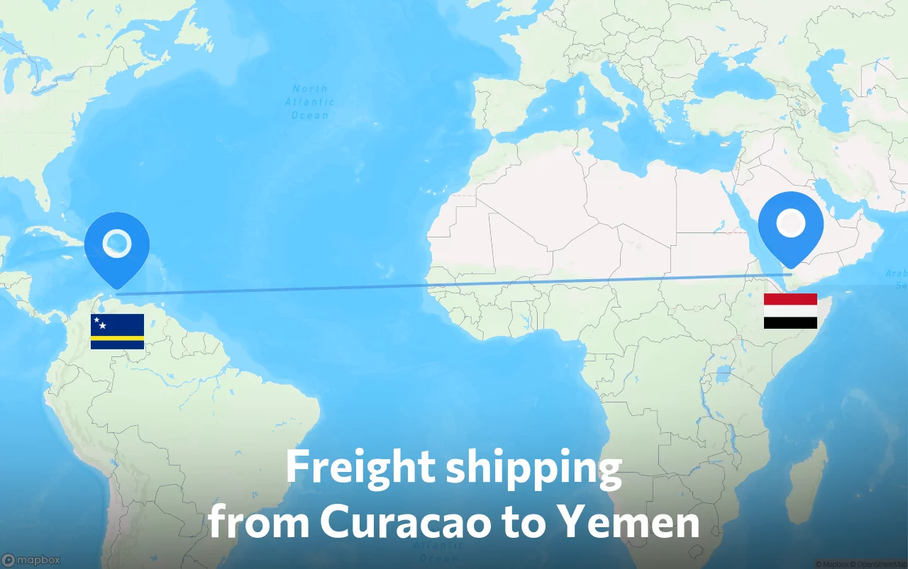 Shipping route from Curacao to Yemen