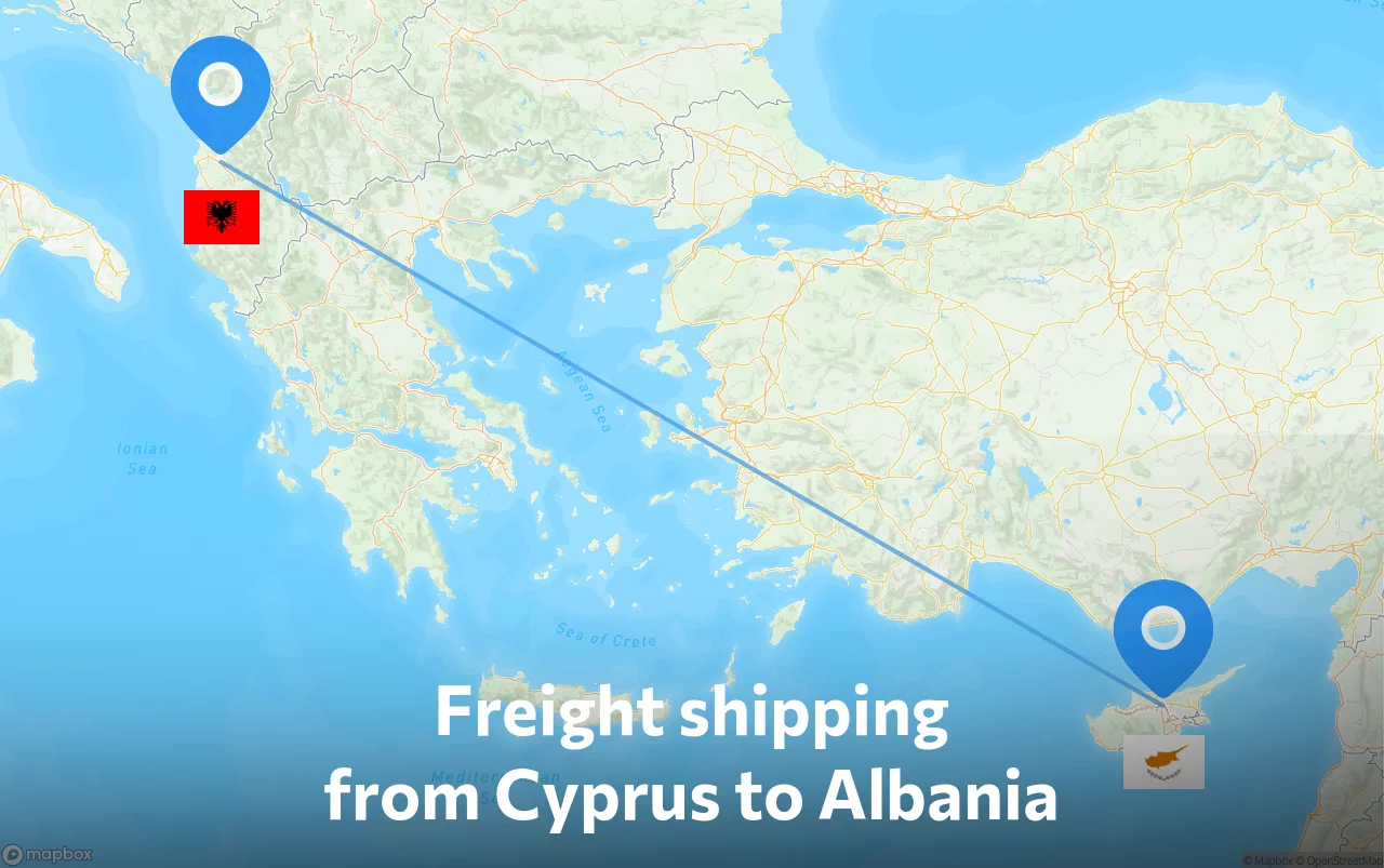 Shipping route from Cyprus to Albania