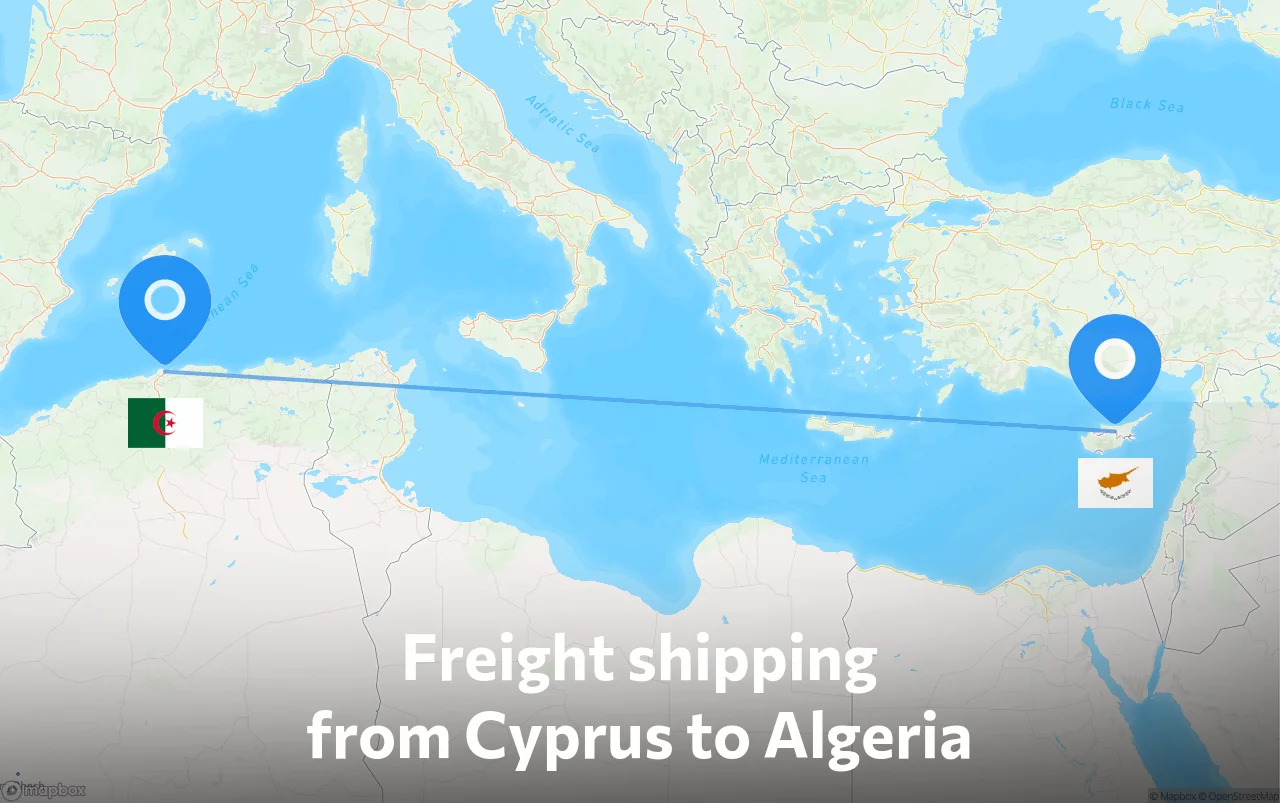 Shipping route from Cyprus to Algeria