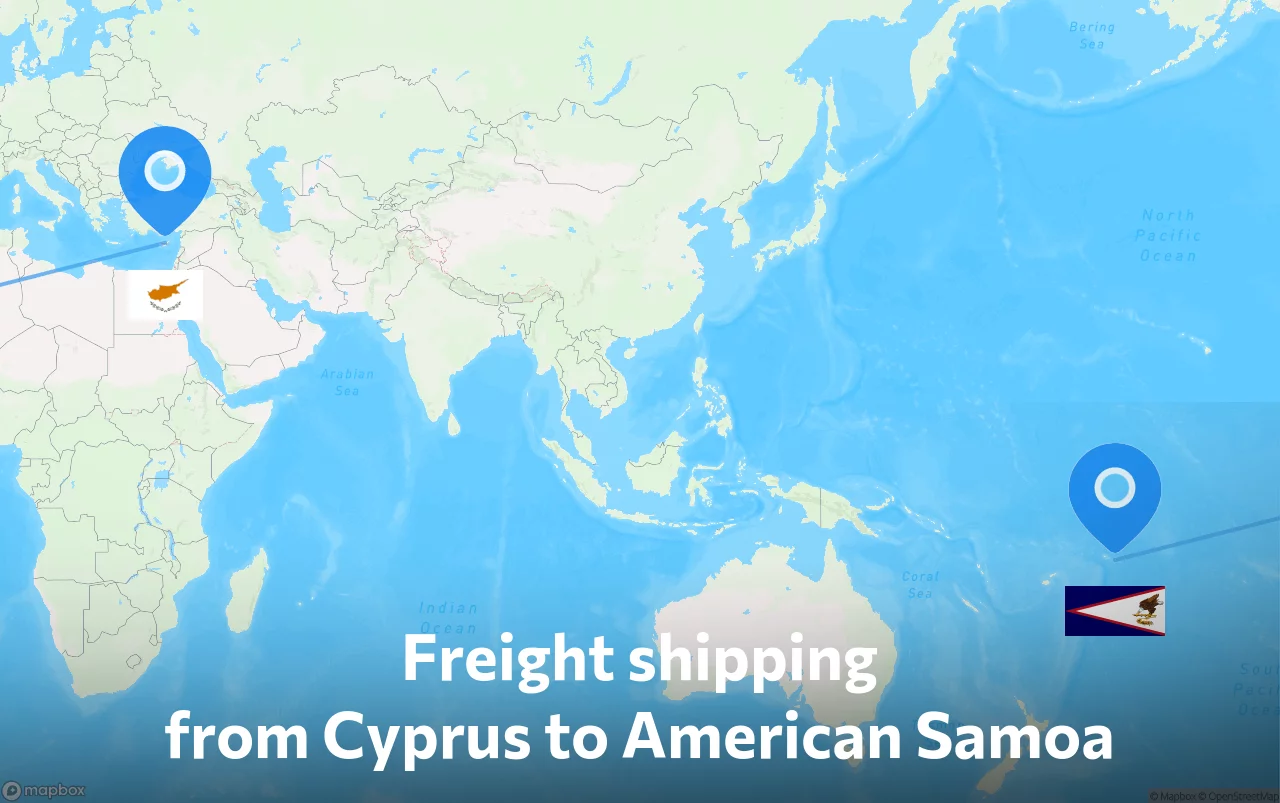 Shipping route from Cyprus to American Samoa