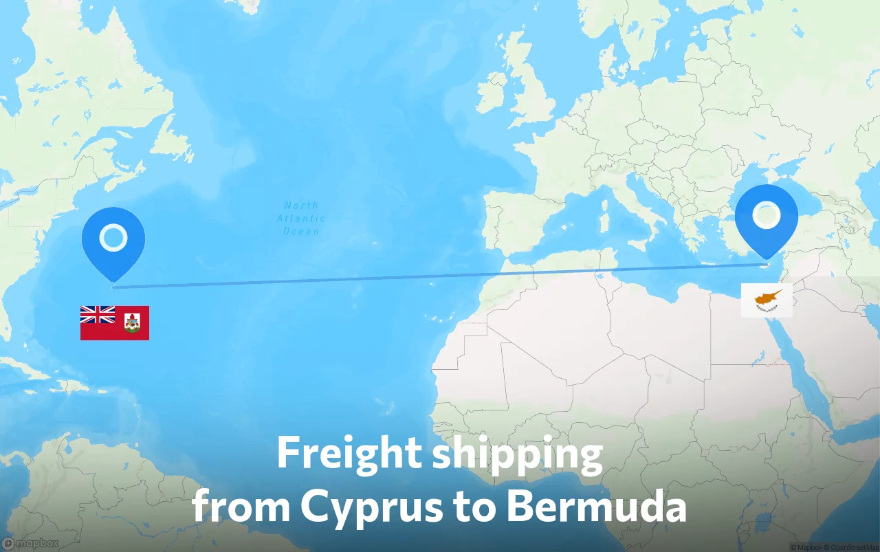 Shipping route from Cyprus to Bermuda