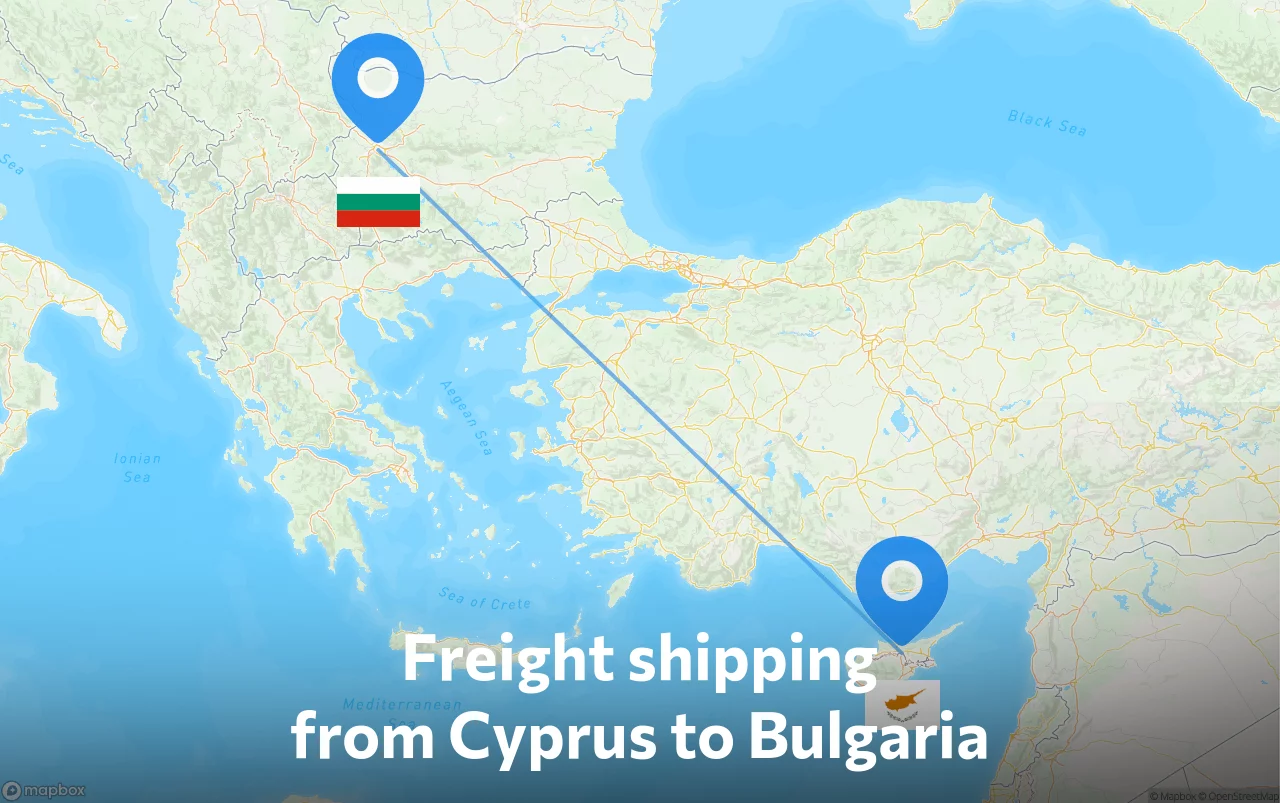 Shipping route from Cyprus to Bulgaria