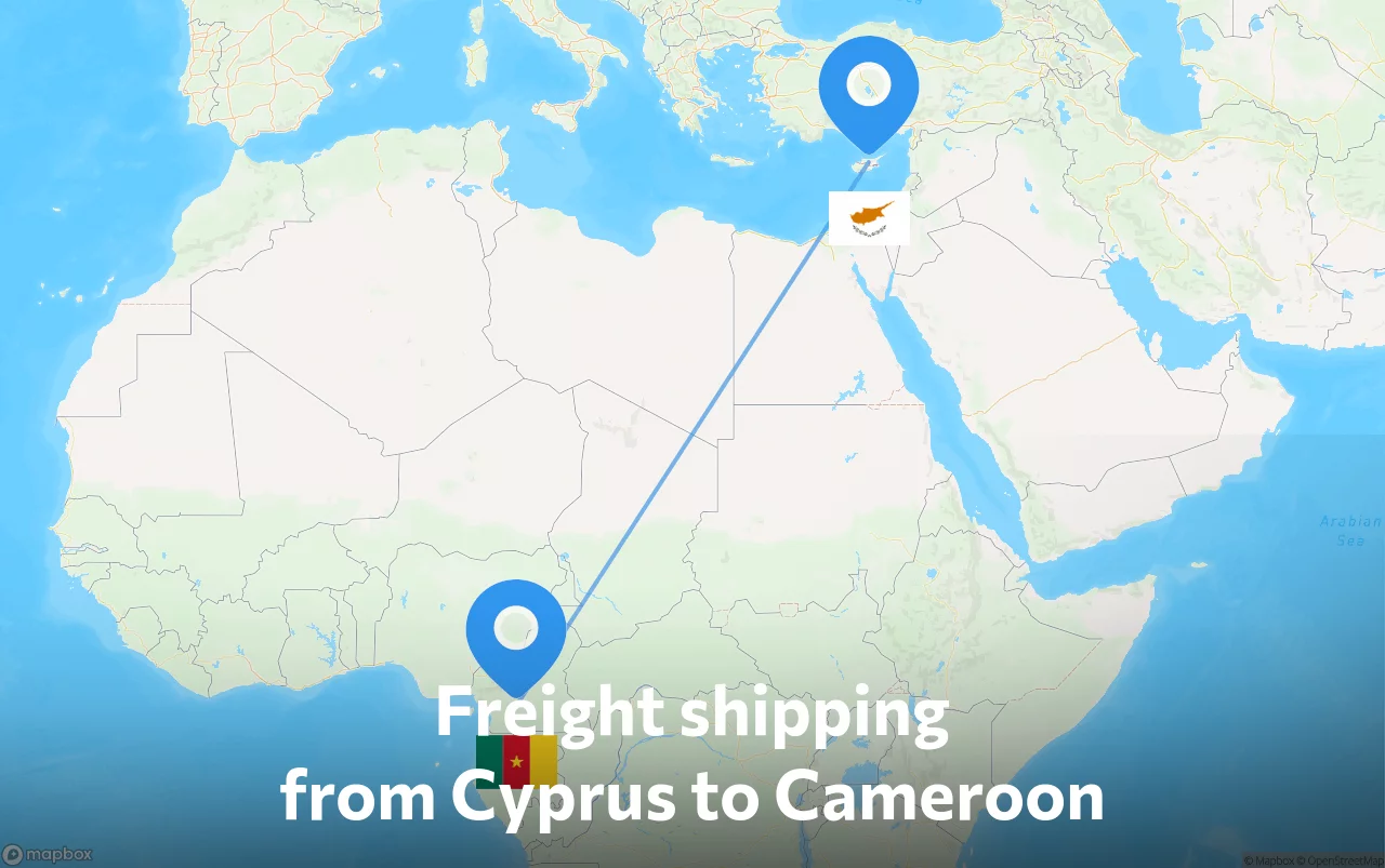 Shipping route from Cyprus to Cameroon