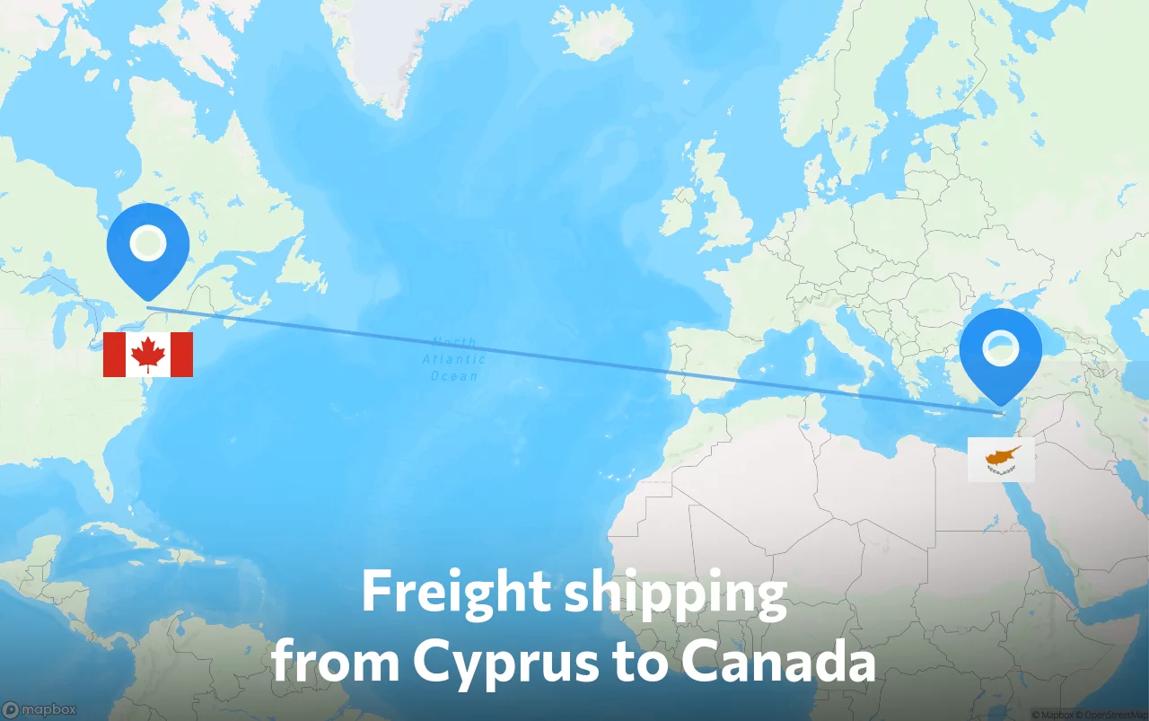 Shipping route from Cyprus to Canada