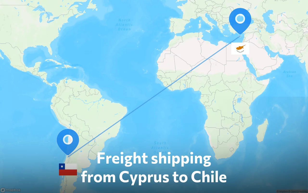 Shipping route from Cyprus to Chile