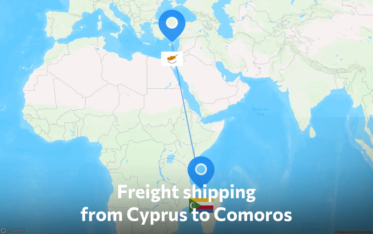 Shipping route from Cyprus to Comoros