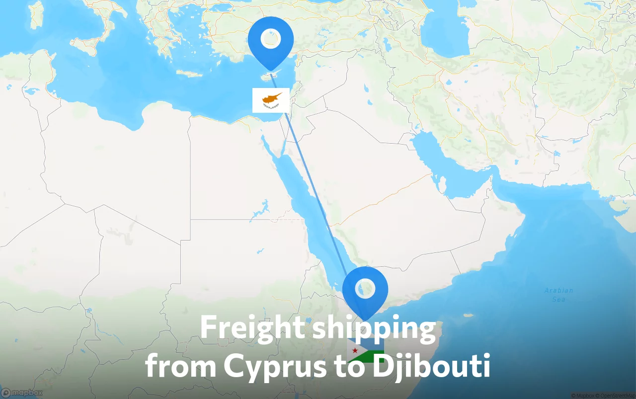 Shipping route from Cyprus to Djibouti