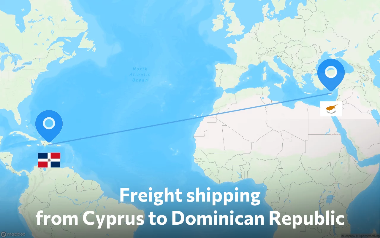 Shipping route from Cyprus to Dominican Republic