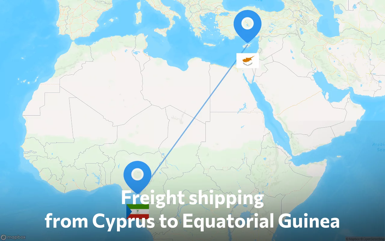 Shipping route from Cyprus to Equatorial Guinea