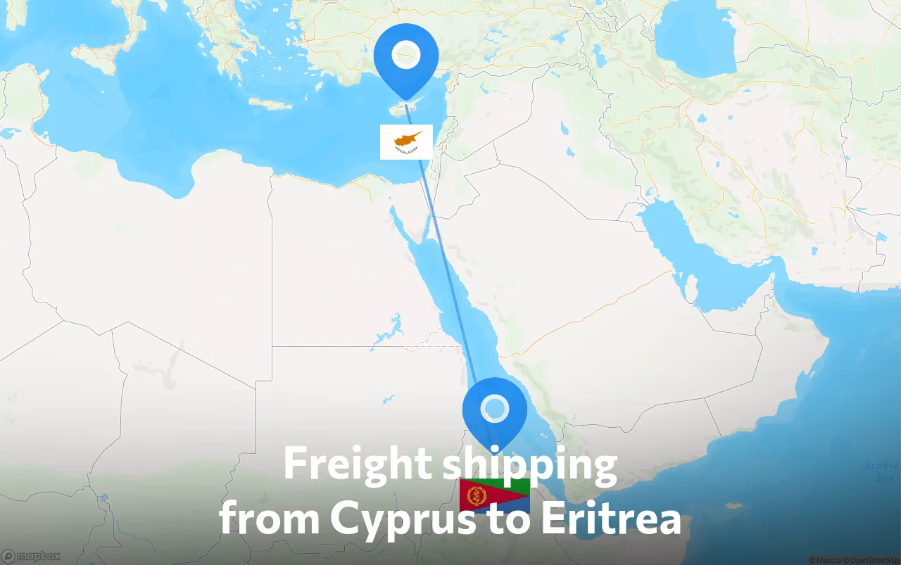 Shipping route from Cyprus to Eritrea