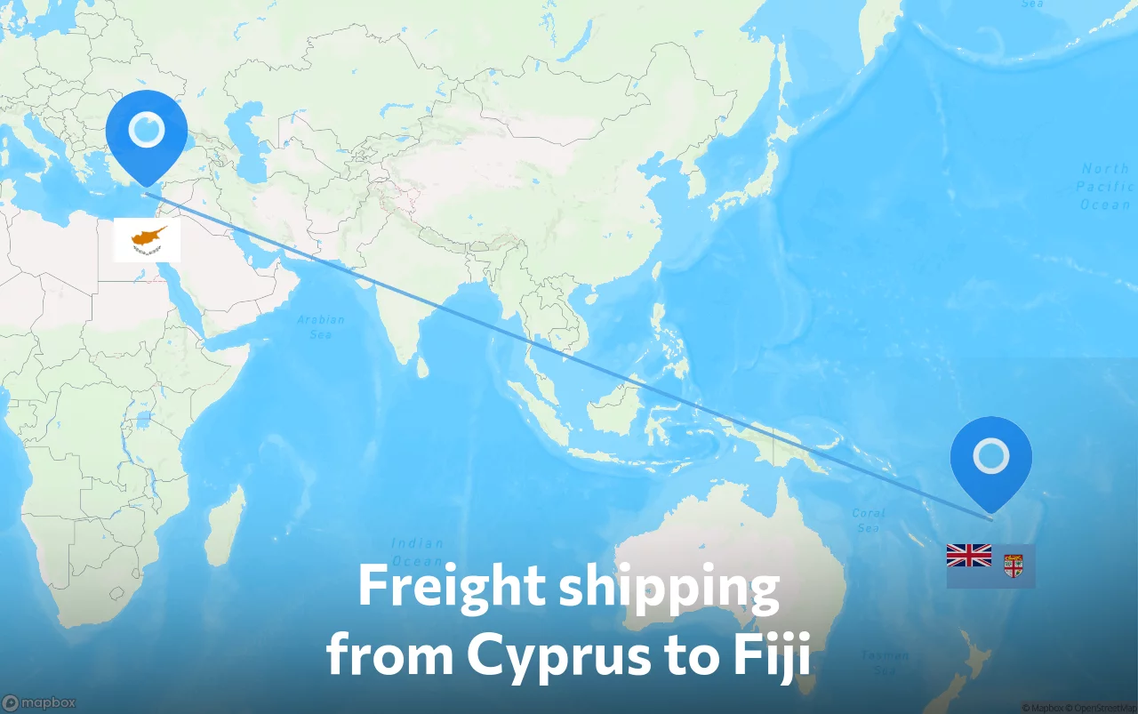 Shipping route from Cyprus to Fiji