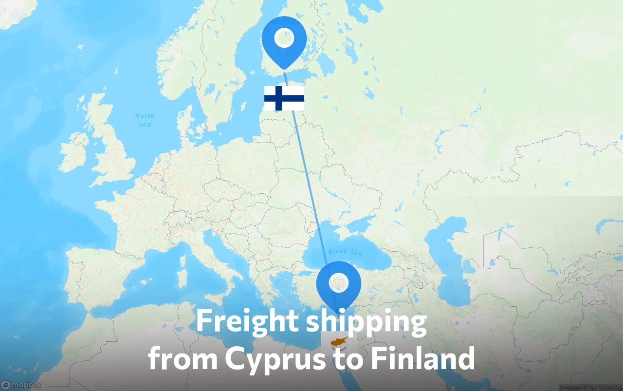 Shipping route from Cyprus to Finland