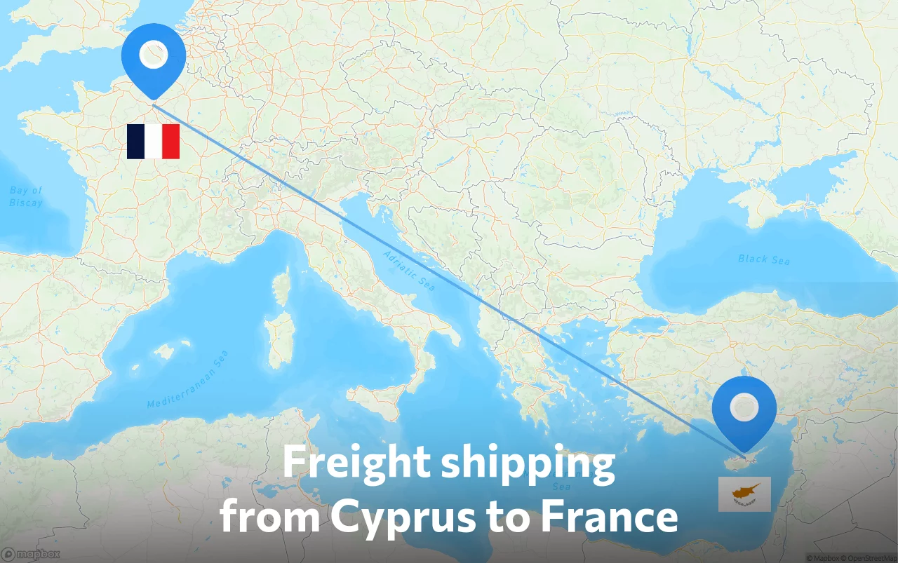 Shipping route from Cyprus to France