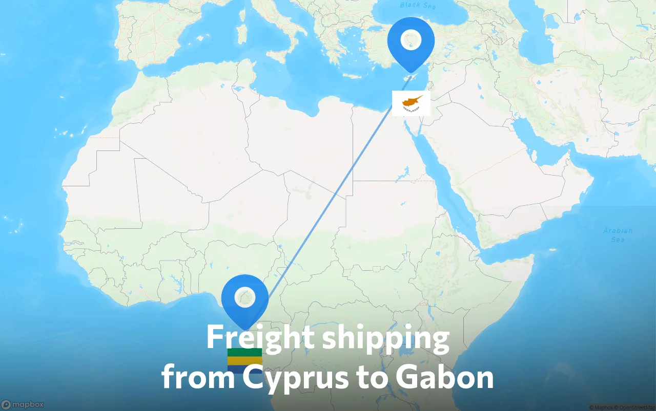 Shipping route from Cyprus to Gabon