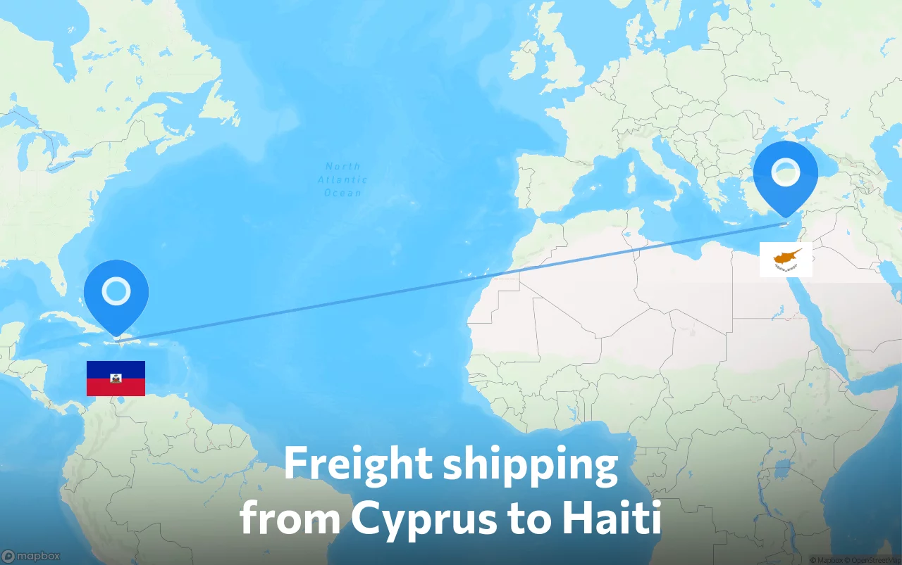 Shipping route from Cyprus to Haiti