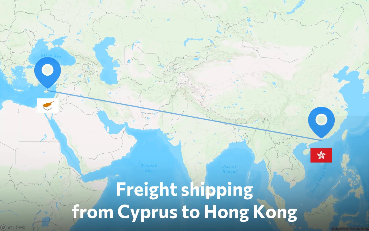 Shipping route from Cyprus to Hong Kong