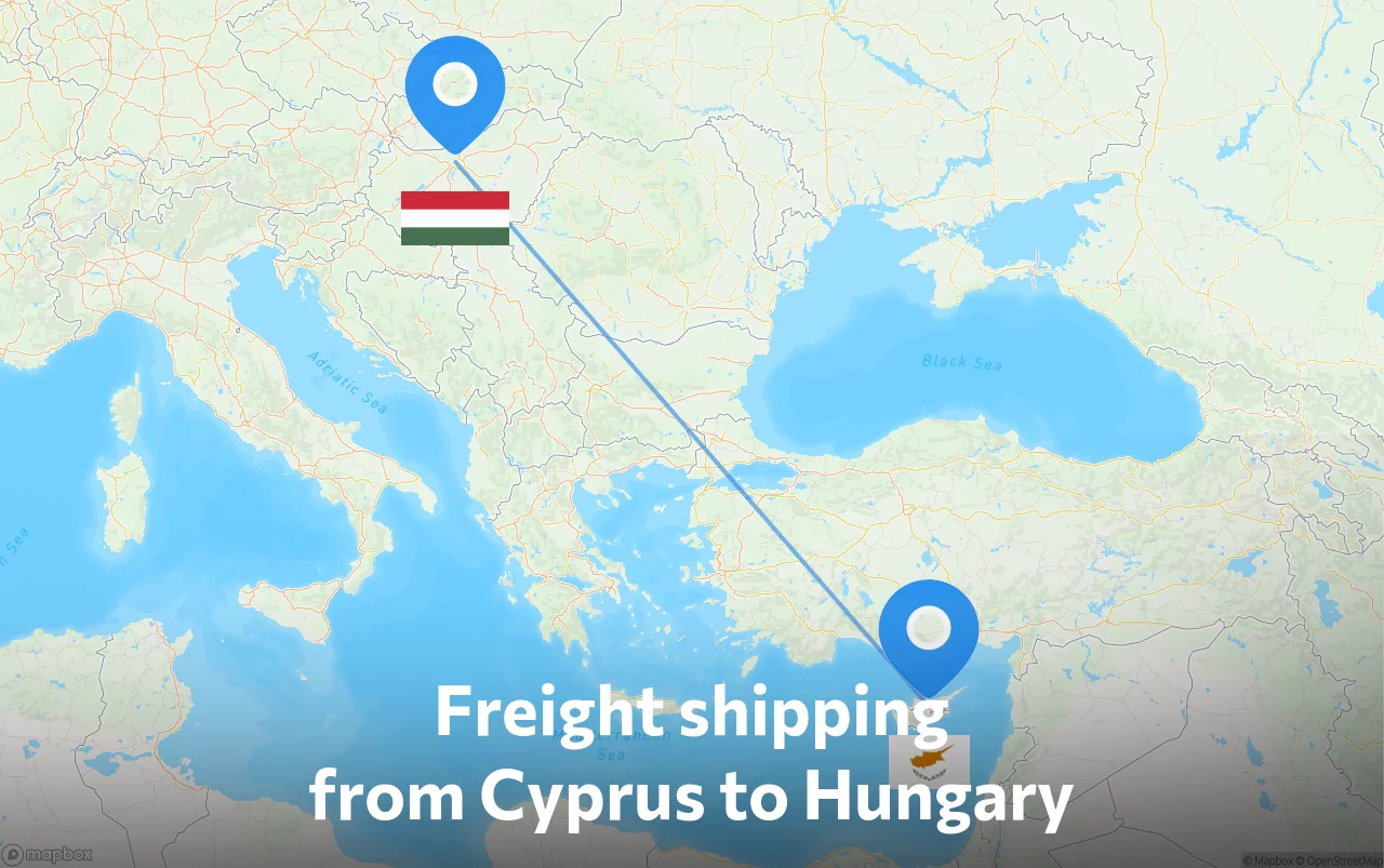 Shipping route from Cyprus to Hungary
