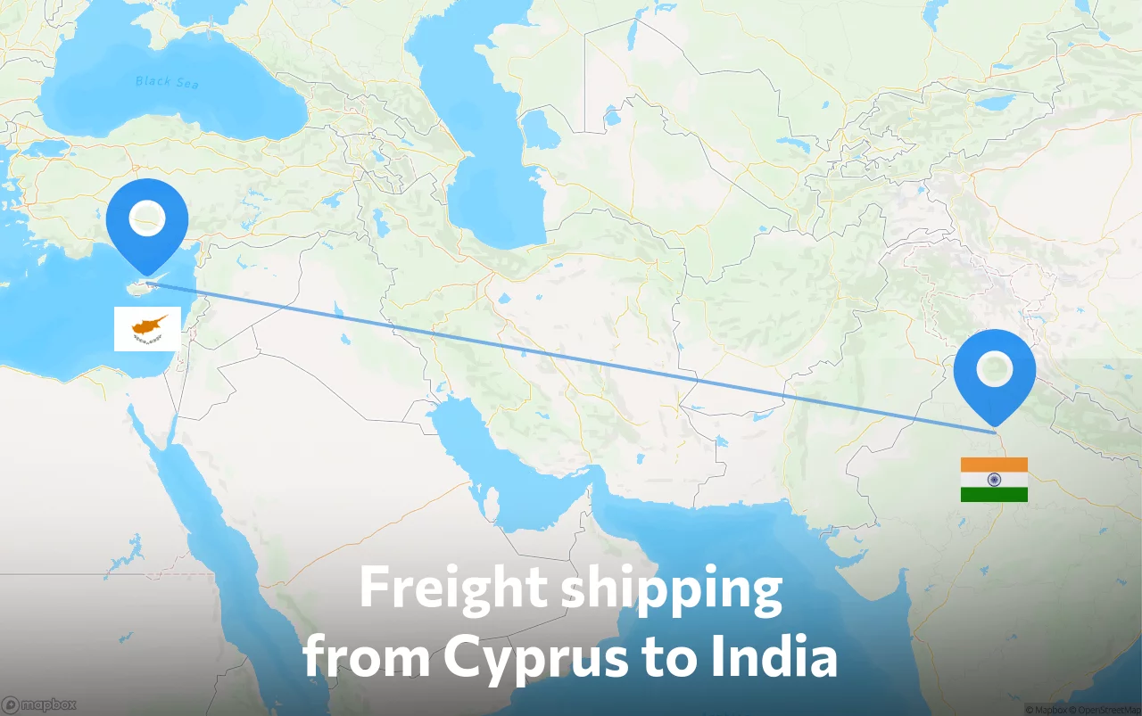 Shipping route from Cyprus to India