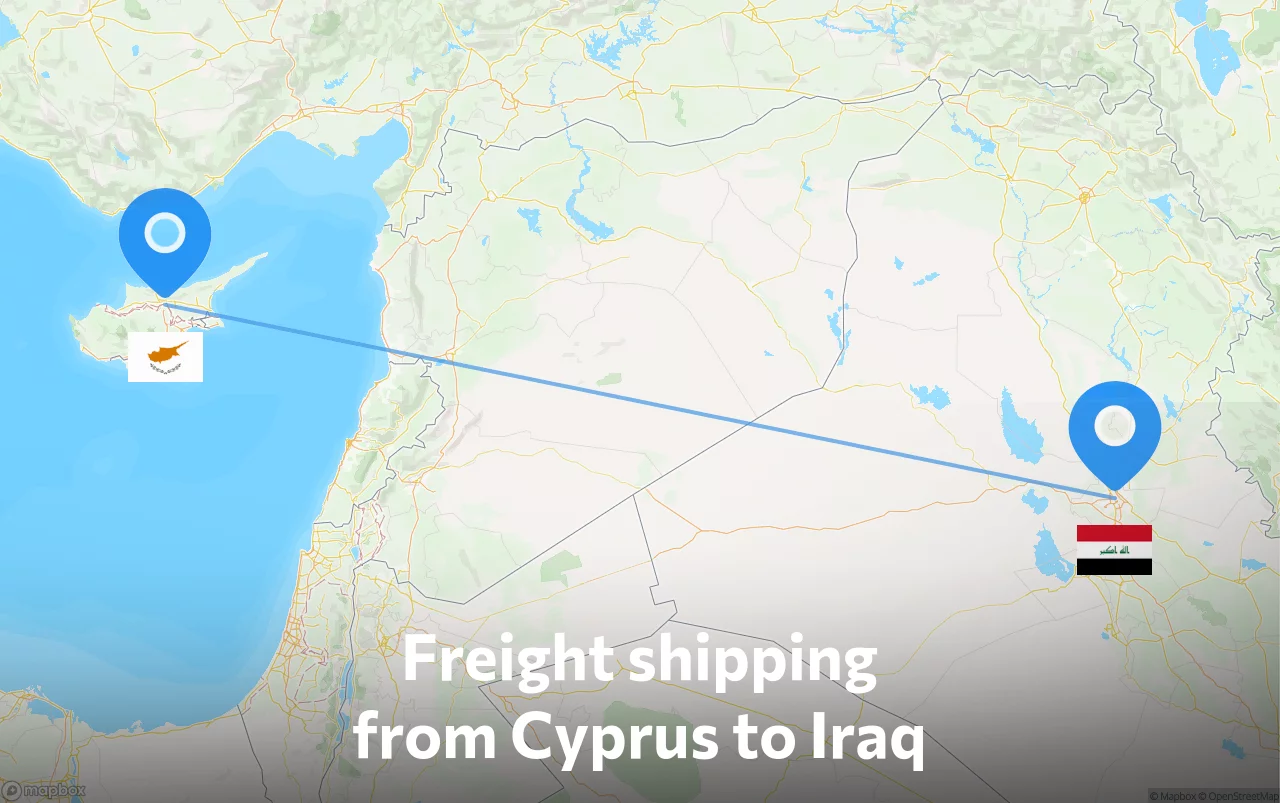 Shipping route from Cyprus to Iraq