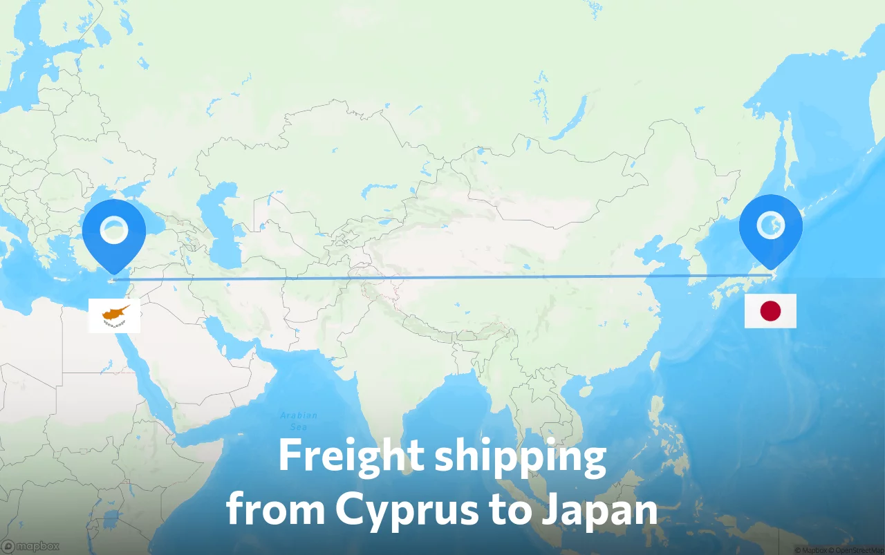 Shipping route from Cyprus to Japan