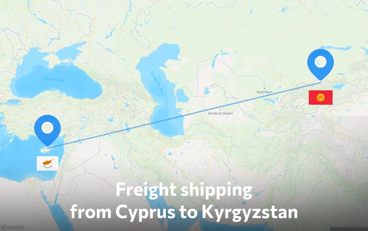 Shipping route from Cyprus to Kyrgyzstan