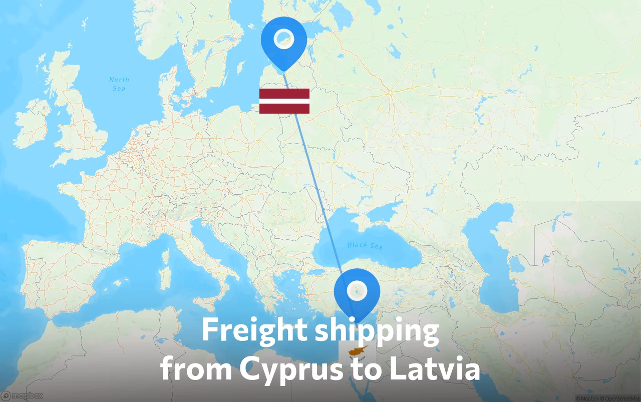 Shipping route from Cyprus to Latvia