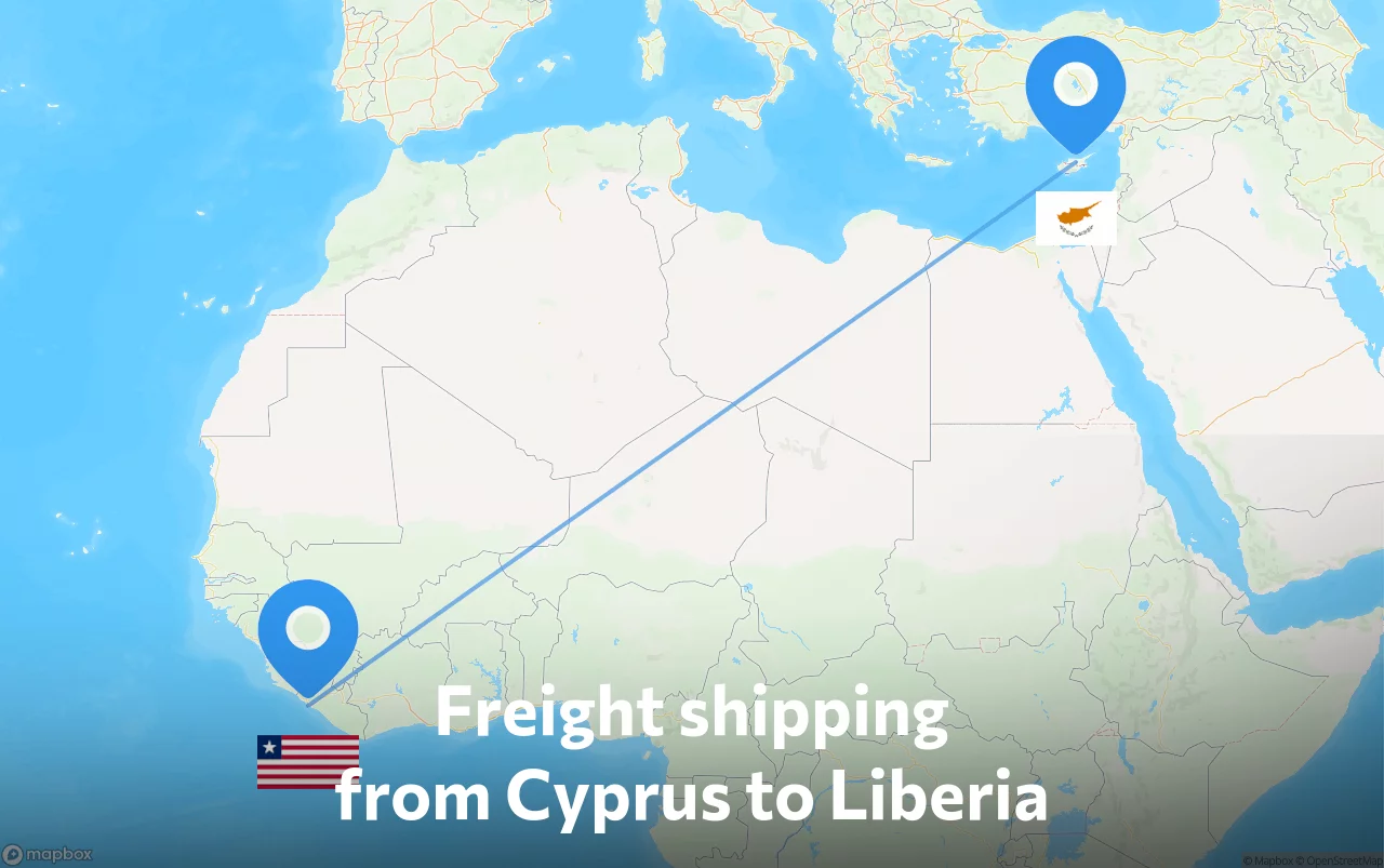 Shipping route from Cyprus to Liberia