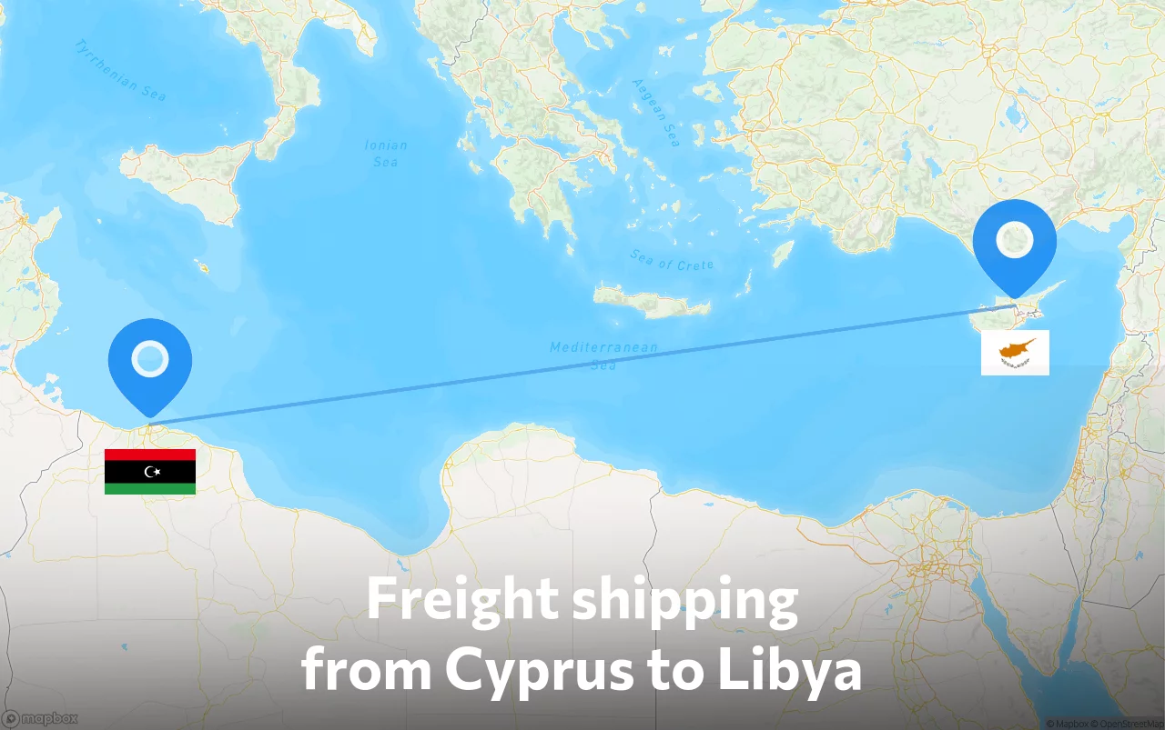 Shipping route from Cyprus to Libya
