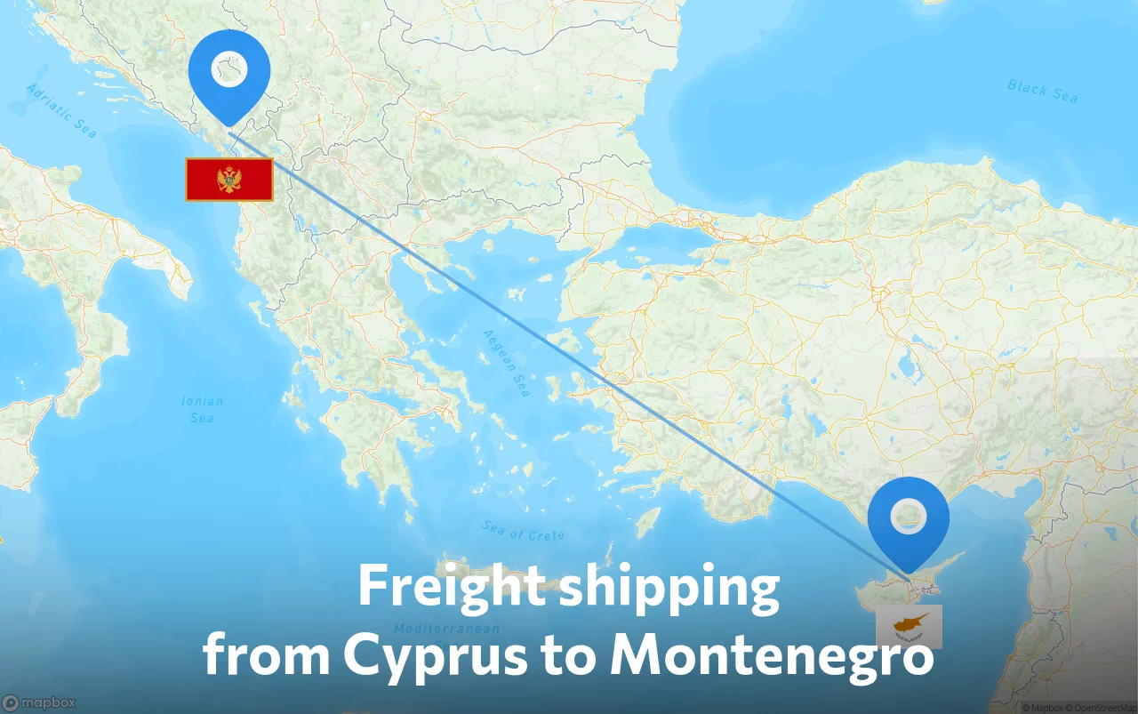 Shipping route from Cyprus to Montenegro