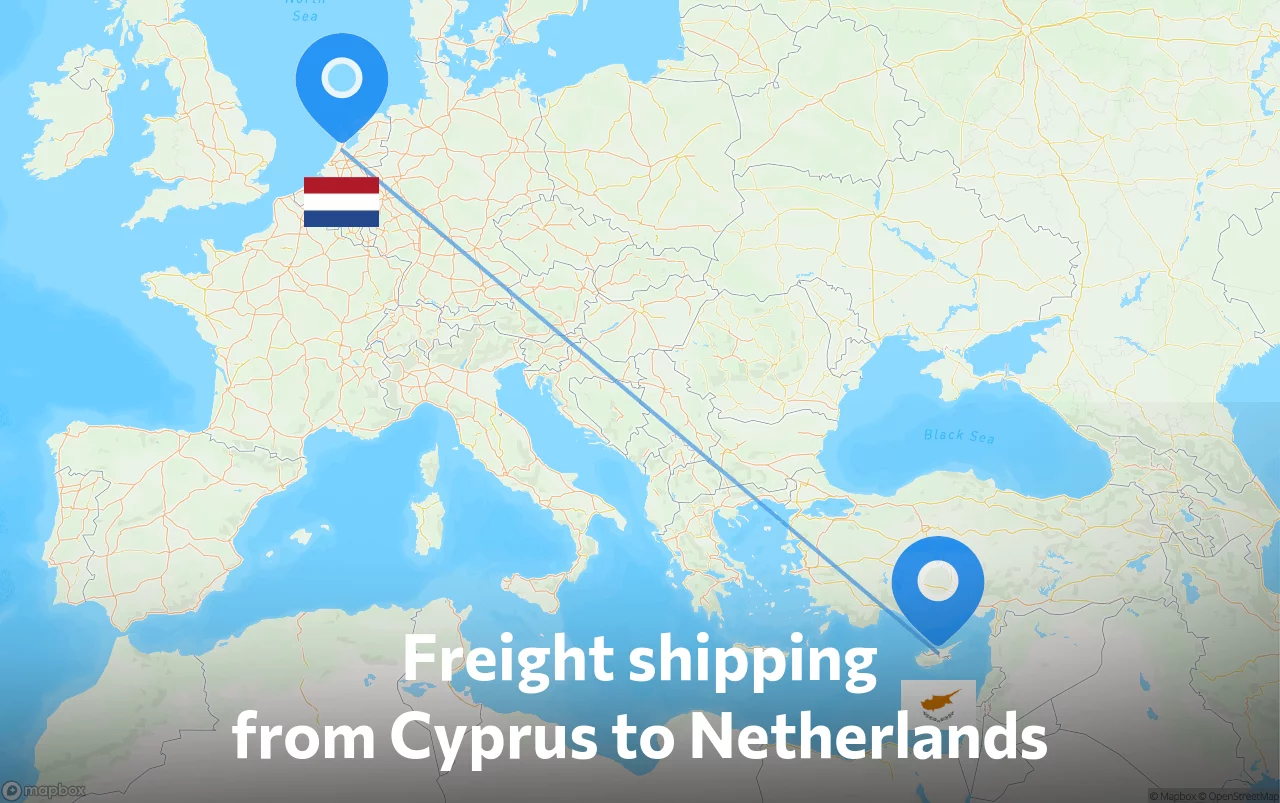 Shipping route from Cyprus to Netherlands