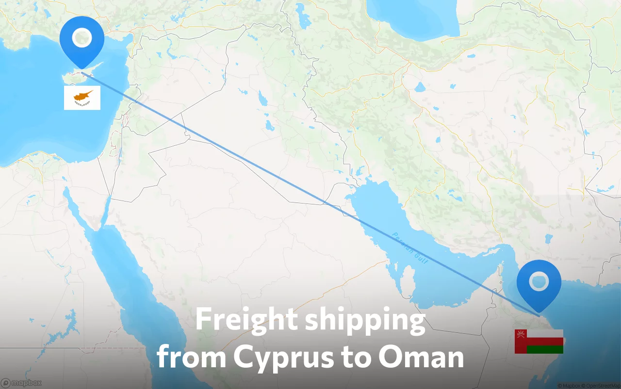 Shipping route from Cyprus to Oman