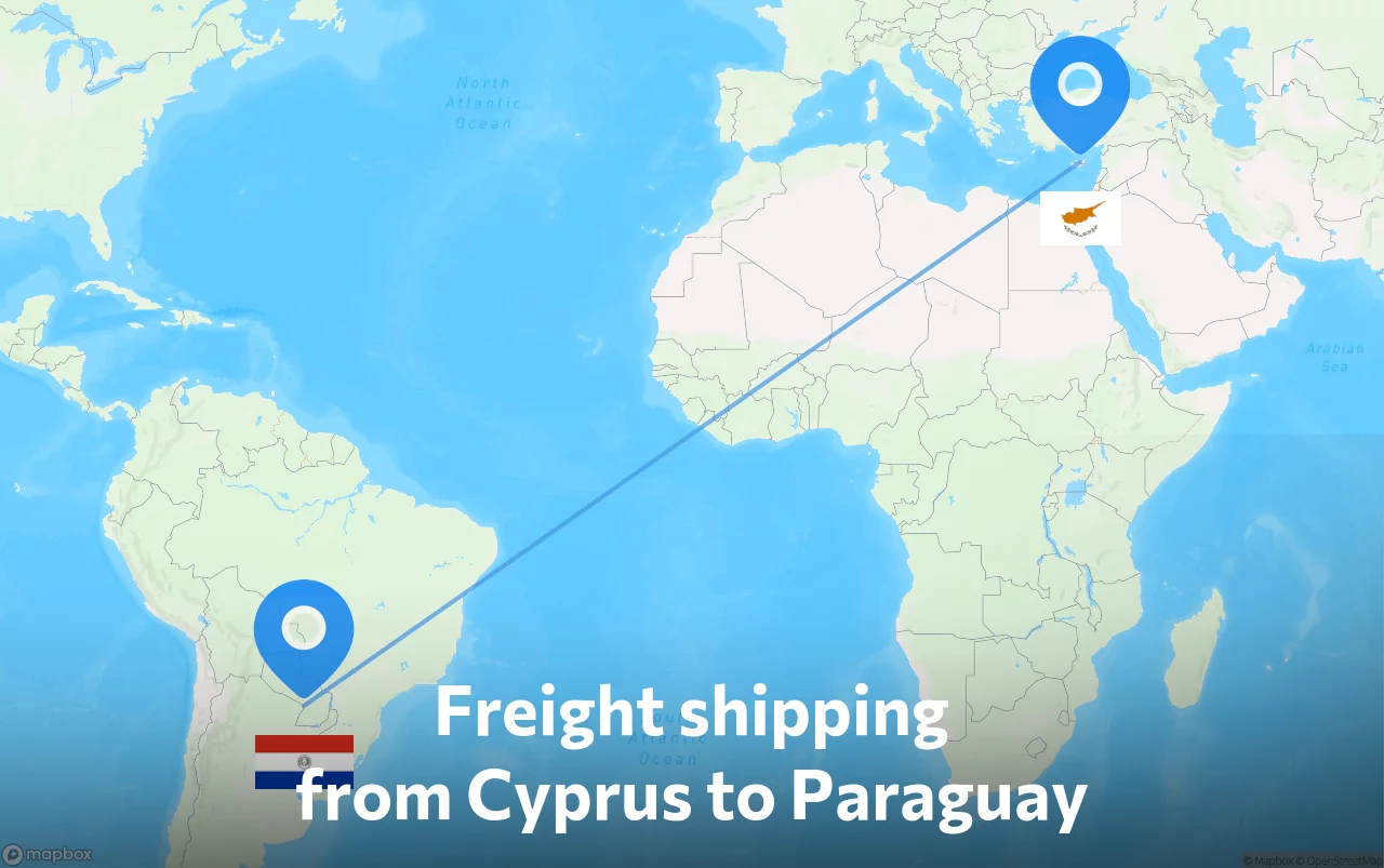 Shipping route from Cyprus to Paraguay