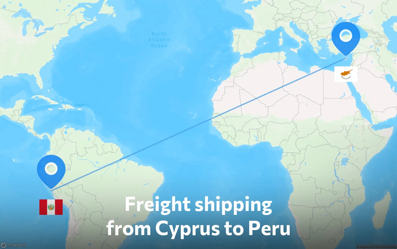 Shipping route from Cyprus to Peru