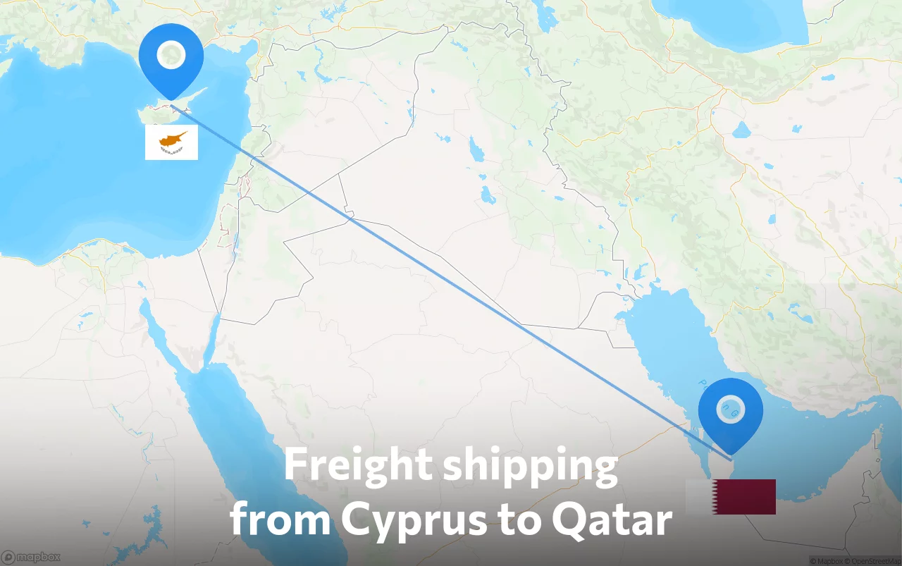 Shipping route from Cyprus to Qatar