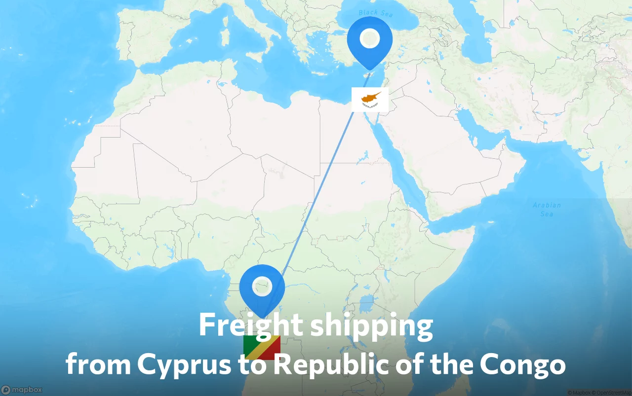 Shipping route from Cyprus to Republic of the Congo