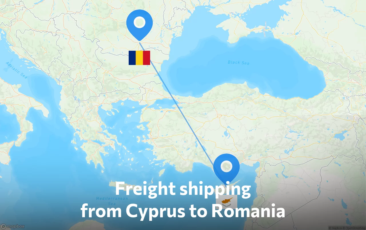 Shipping route from Cyprus to Romania