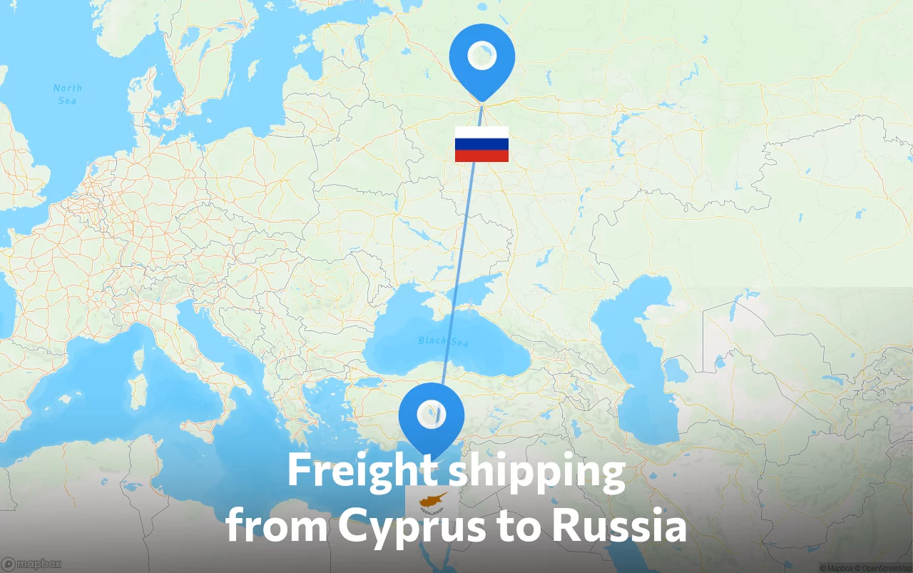 Shipping route from Cyprus to Russia