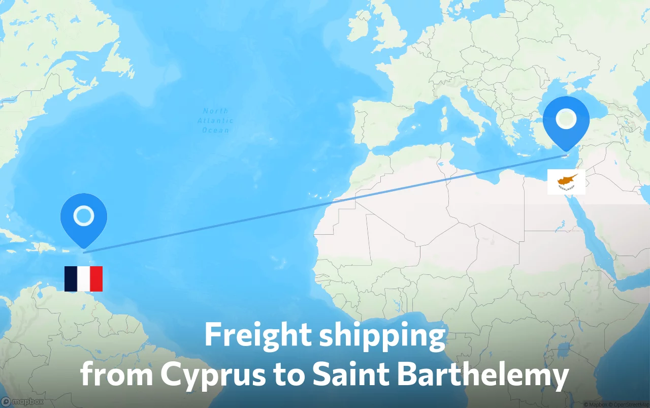 Shipping route from Cyprus to Saint Barthelemy
