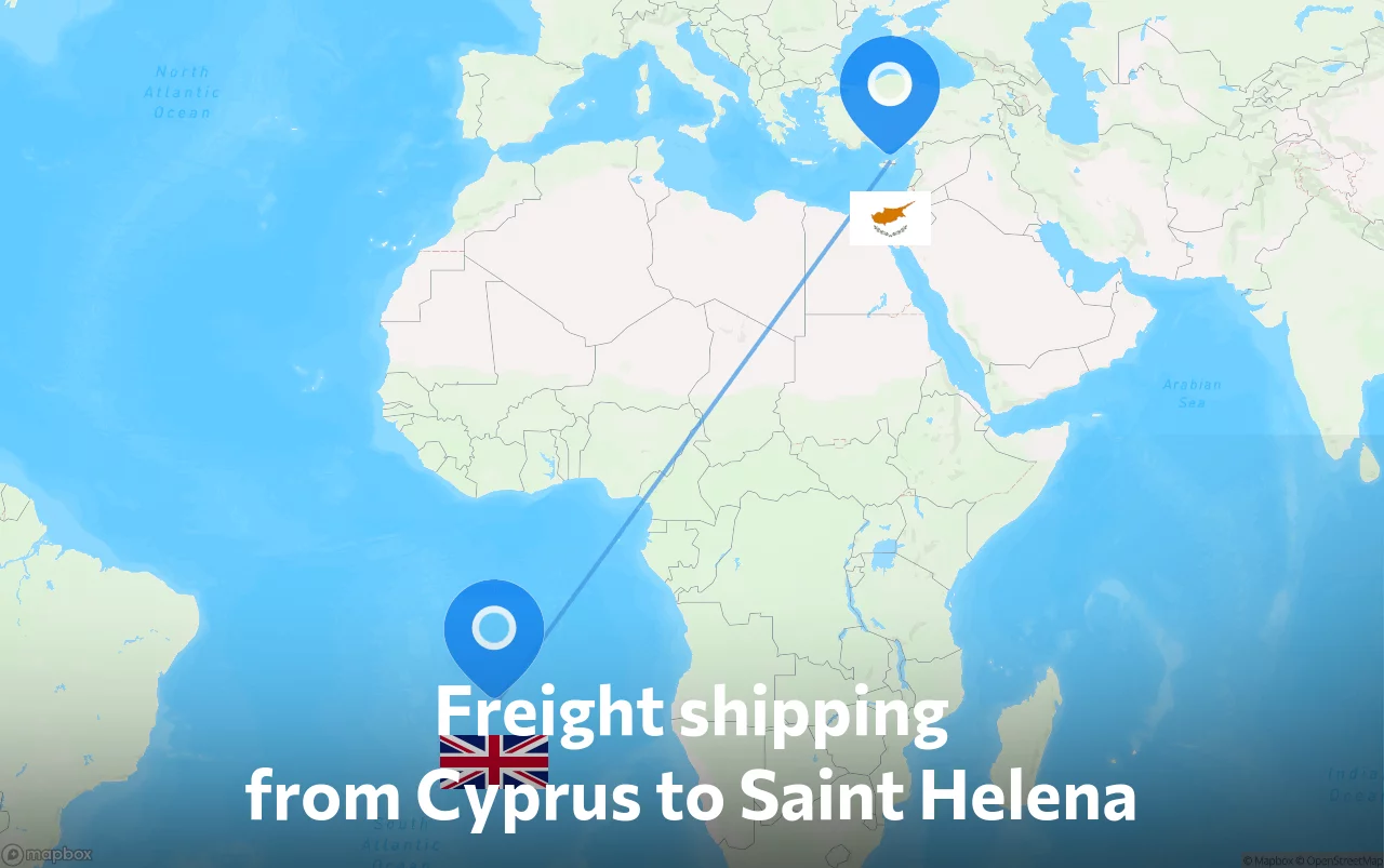 Shipping route from Cyprus to Saint Helena
