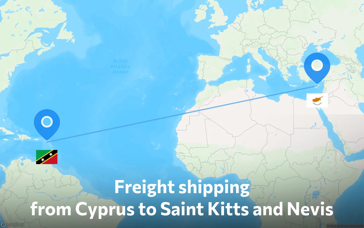 Shipping route from Cyprus to Saint Kitts and Nevis