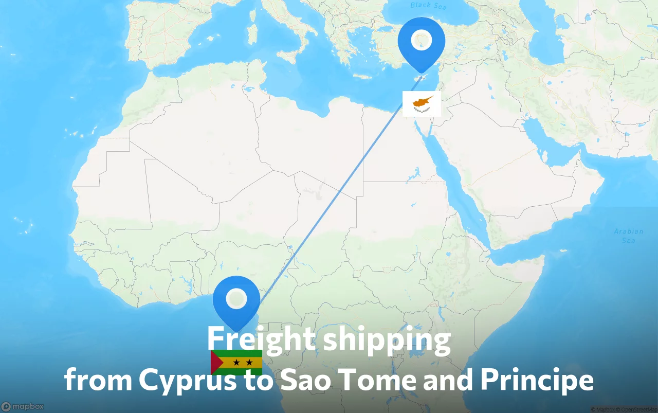 Shipping route from Cyprus to Sao Tome and Principe