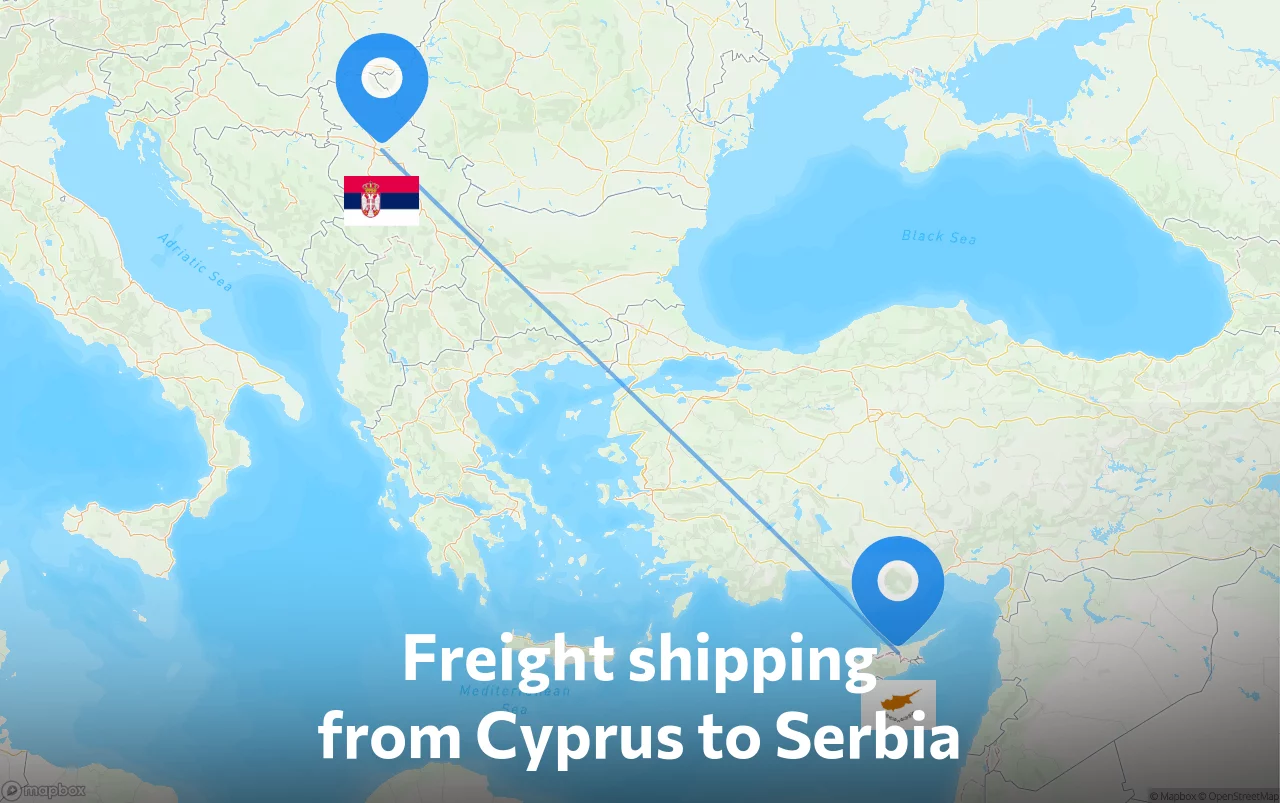 Shipping route from Cyprus to Serbia
