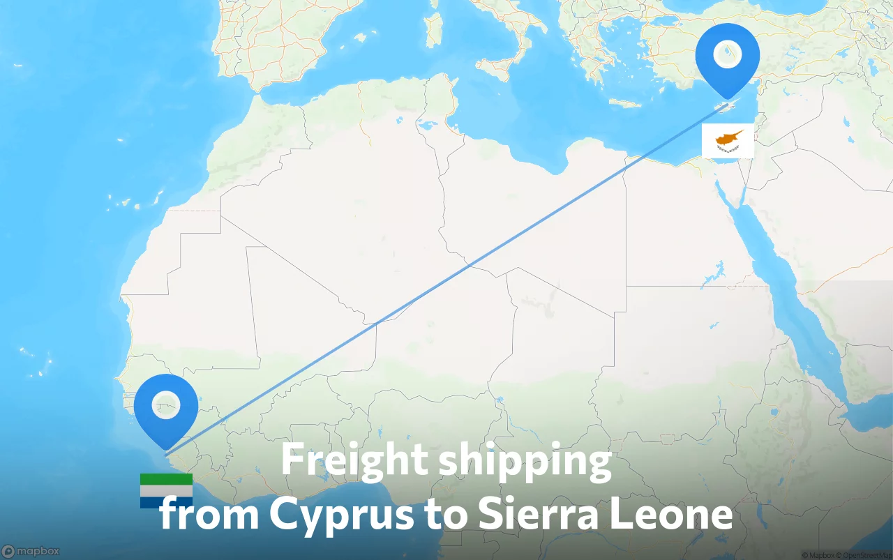 Shipping route from Cyprus to Sierra Leone