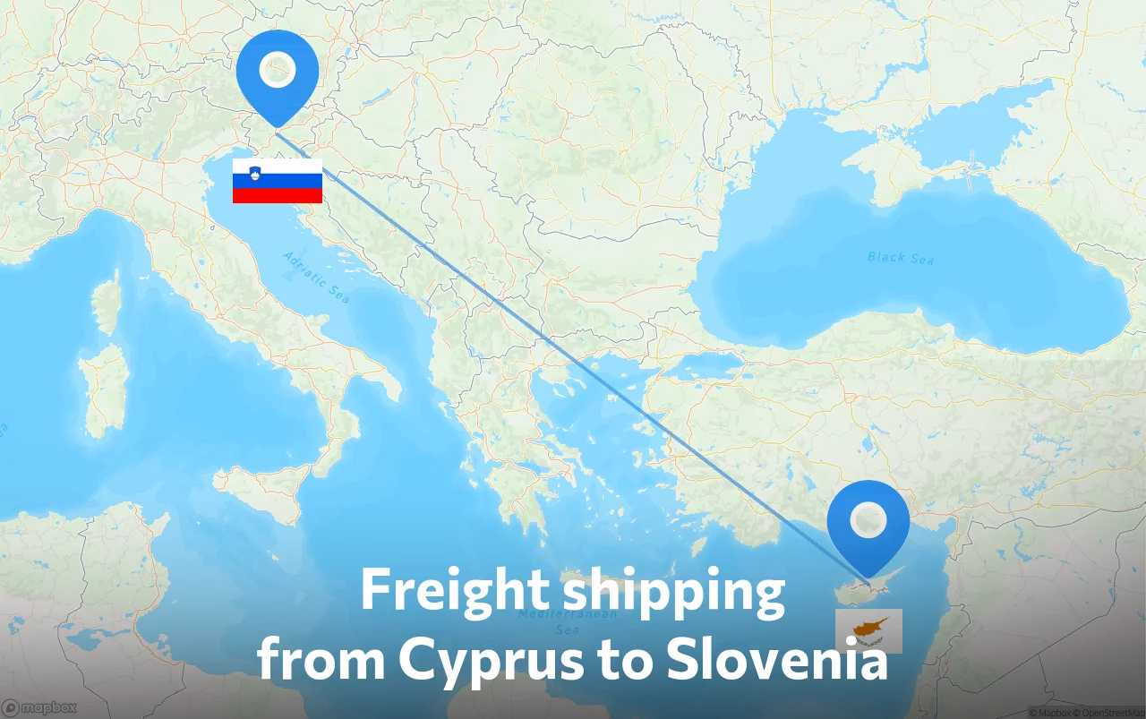 Shipping route from Cyprus to Slovenia