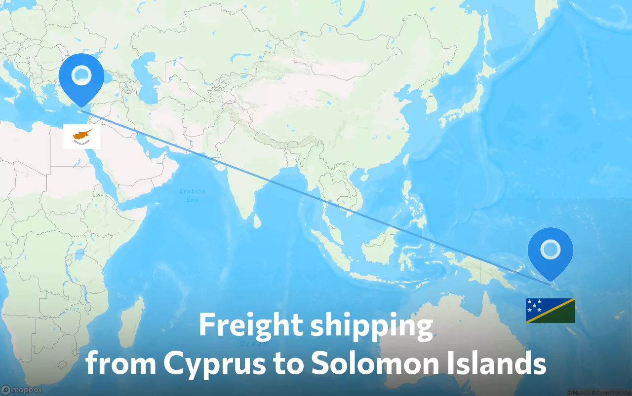 Shipping route from Cyprus to Solomon Islands