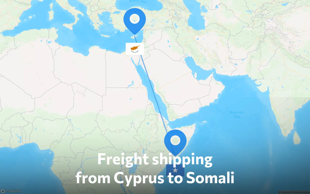 Shipping route from Cyprus to Somali