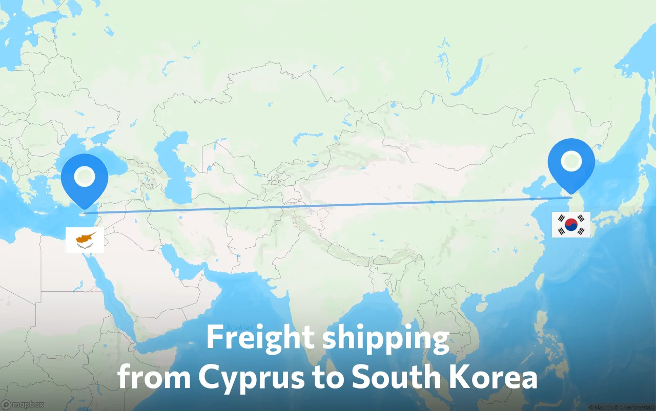 Shipping route from Cyprus to South Korea