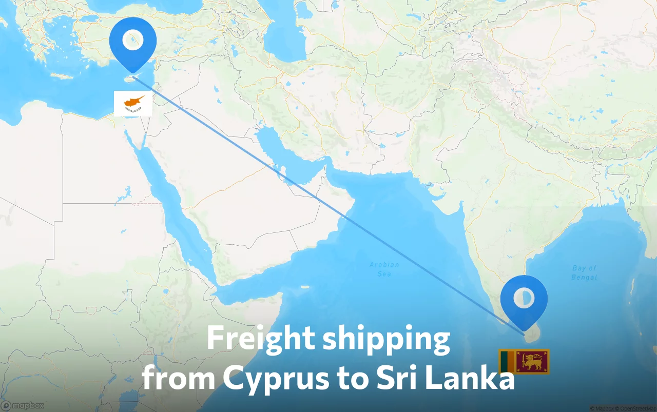 Shipping route from Cyprus to Sri Lanka